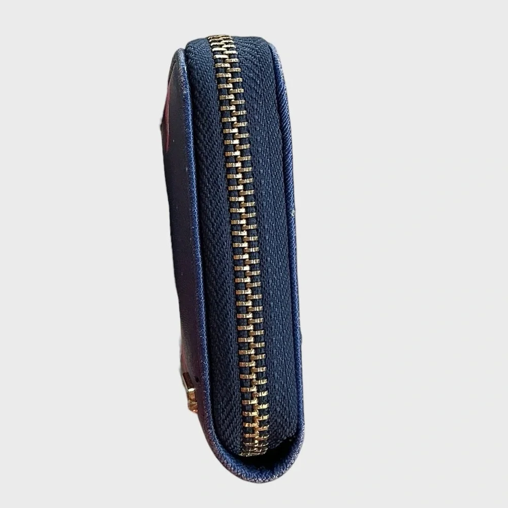 Charlie Paige Elephant Print Zip Around Wallet Navy Pink Long Wallet